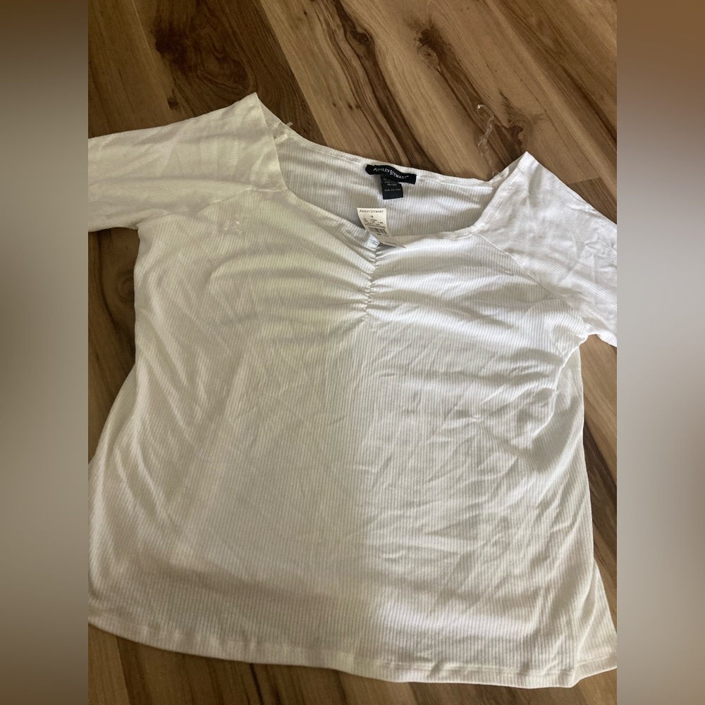 Ashley Stewart Womens White 3/4 Sleeve Top 18/20